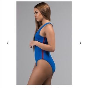 Starter bodysuit cotton stretchy Blue/red stripes